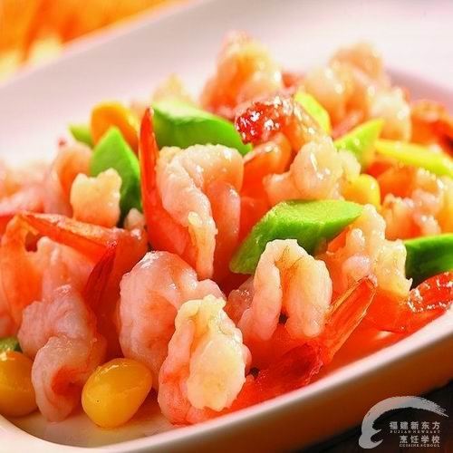 酸辣银杏凤尾虾--福州新东方厨师学校_新东方