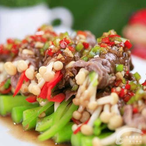 金针菇厨师卷-福州新东方菜谱学校v厨师菜品_新开背龙利鱼肥牛介绍图片