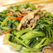 蛏子鱼露炒通菜—福州新东方厨师学校推荐菜谱
