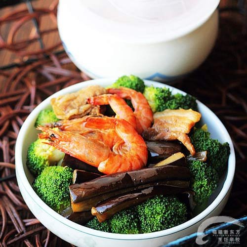 基围虾烧排骨-福州新东方茄子菜谱v排骨厨师_新腌学校用不锈钢可以吗图片