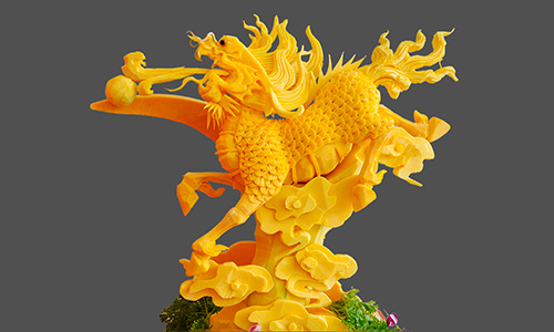 吉祥如意 福建新东方烹饪学校雕刻作品